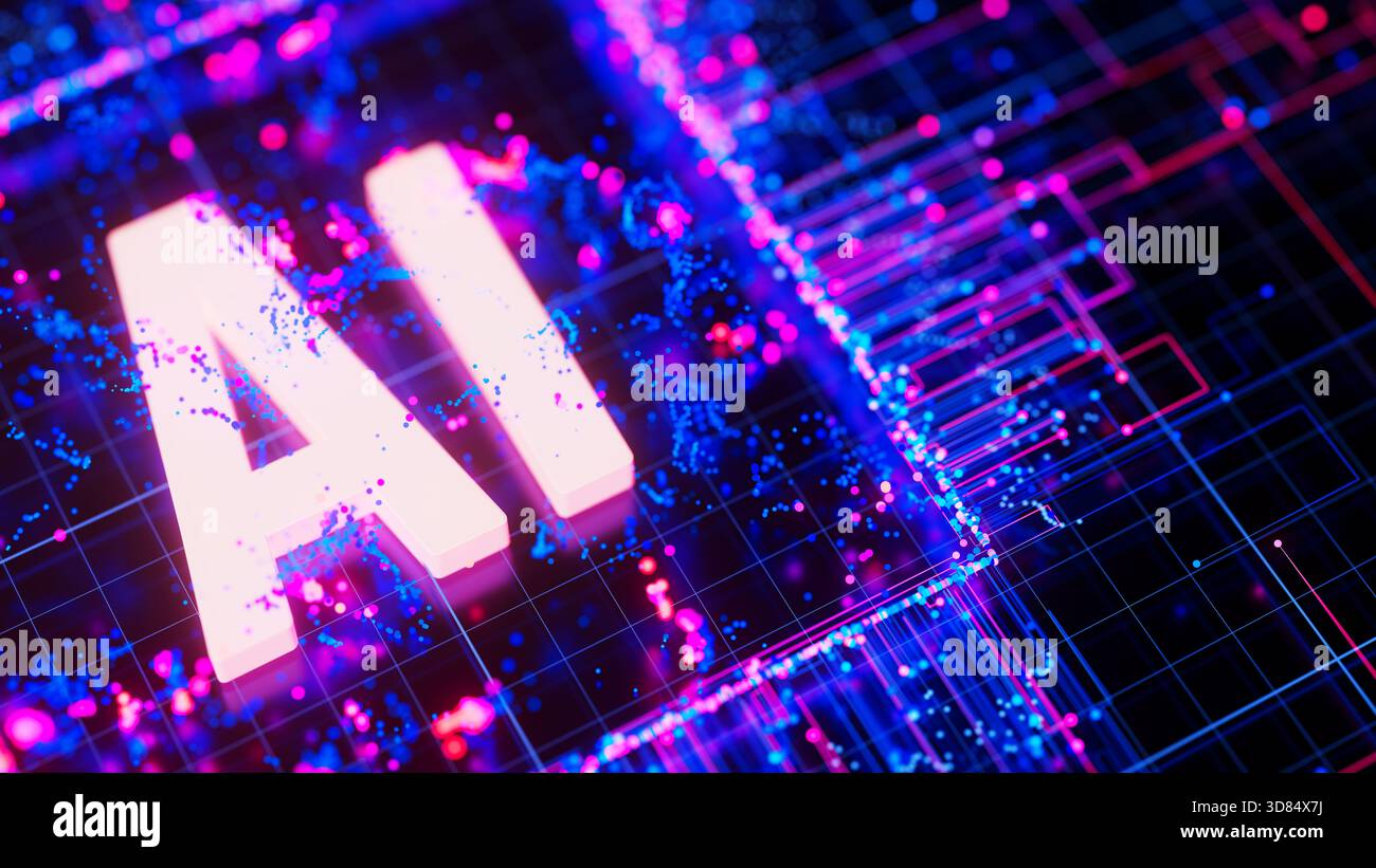Artificial intelligence central processing unit background. Quantum ...