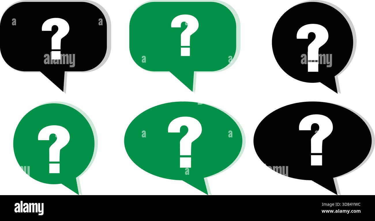 Question Mark Speech Bubble Icons Set Stock Vector