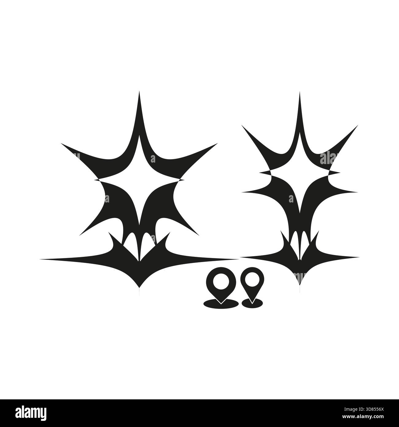 Abstract spike bursts. Sharp star forms. Dynamic element Vector. Minimal location icon. EPS 10. Stock Vector