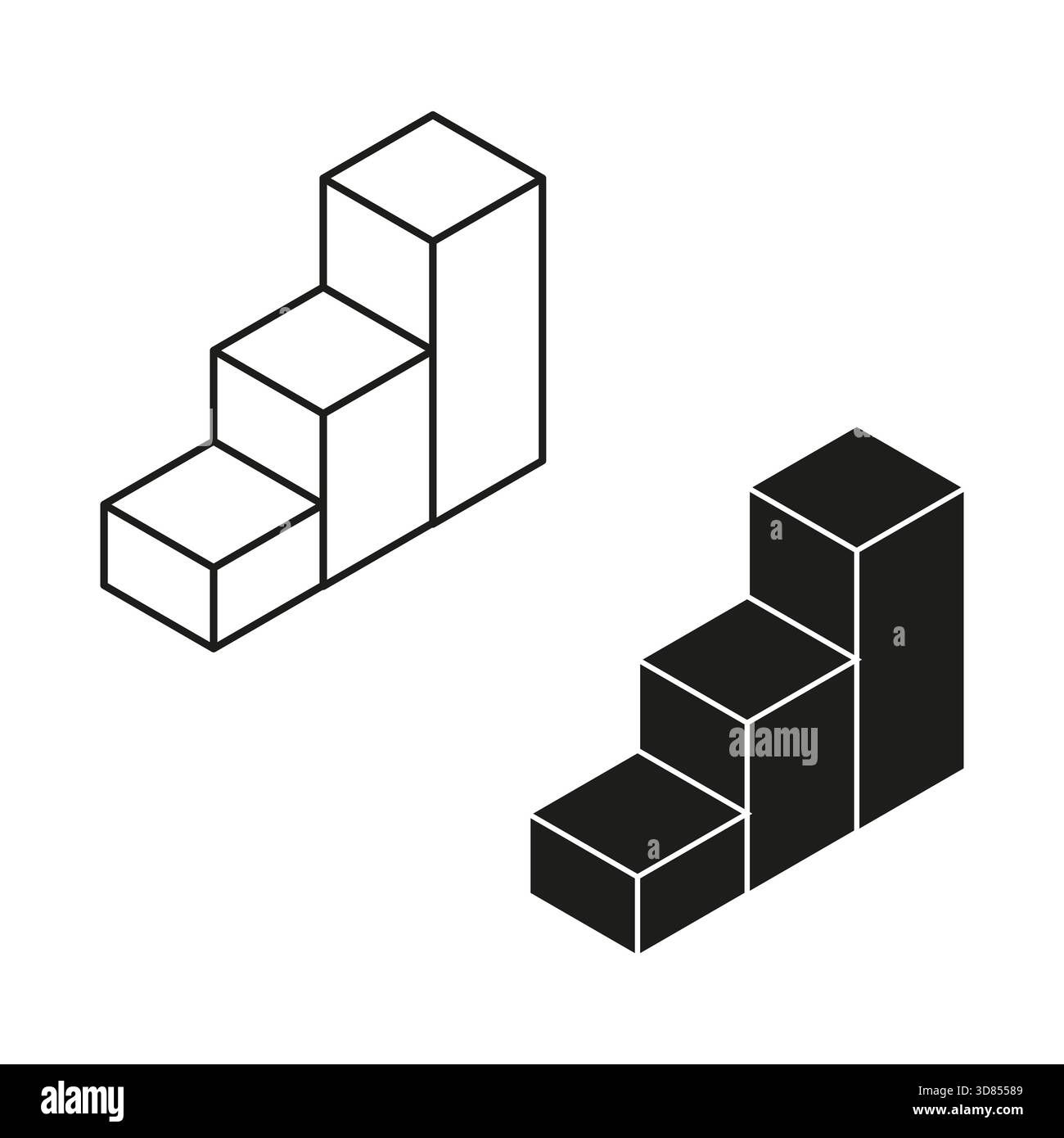 Isometric stair graph. Business growth symbol. Three step Vector ...