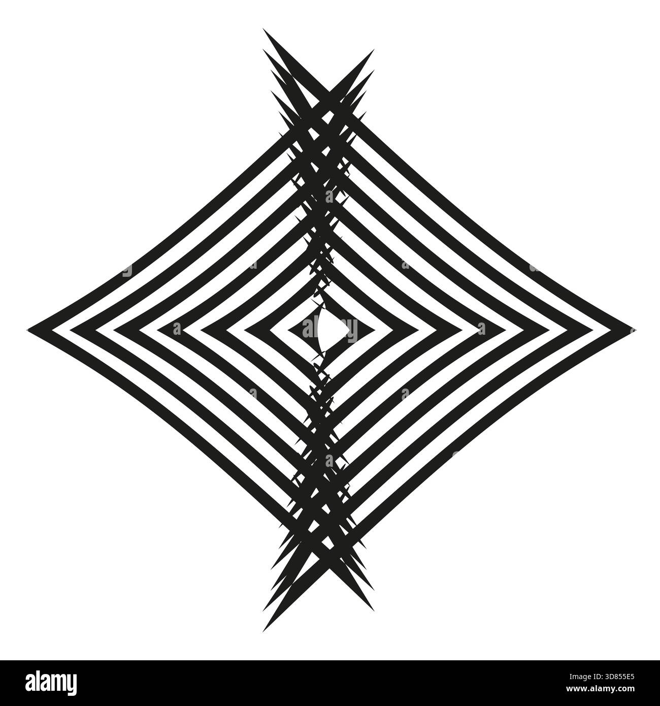 Concentric rhombus lines. Abstract geometric pattern. Dynamic spike Vector. Optical illusion graphic. EPS 10. Stock Vector
