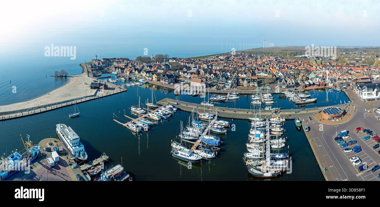 Aerial panorama from the historical town Urk in the Netherlands Stock Photo