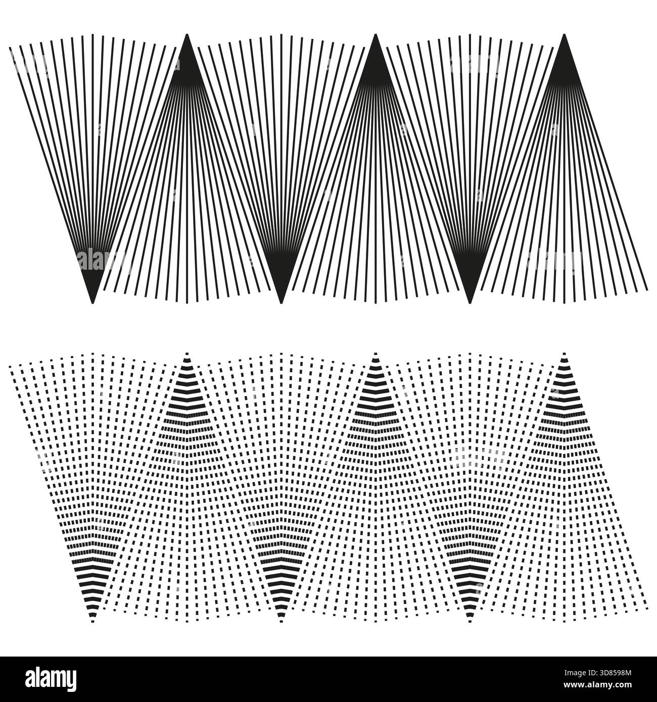 Abstract zigzag pattern. Triangle line elements. Vector geometric graphic. Monochrome art background. Stock Vector