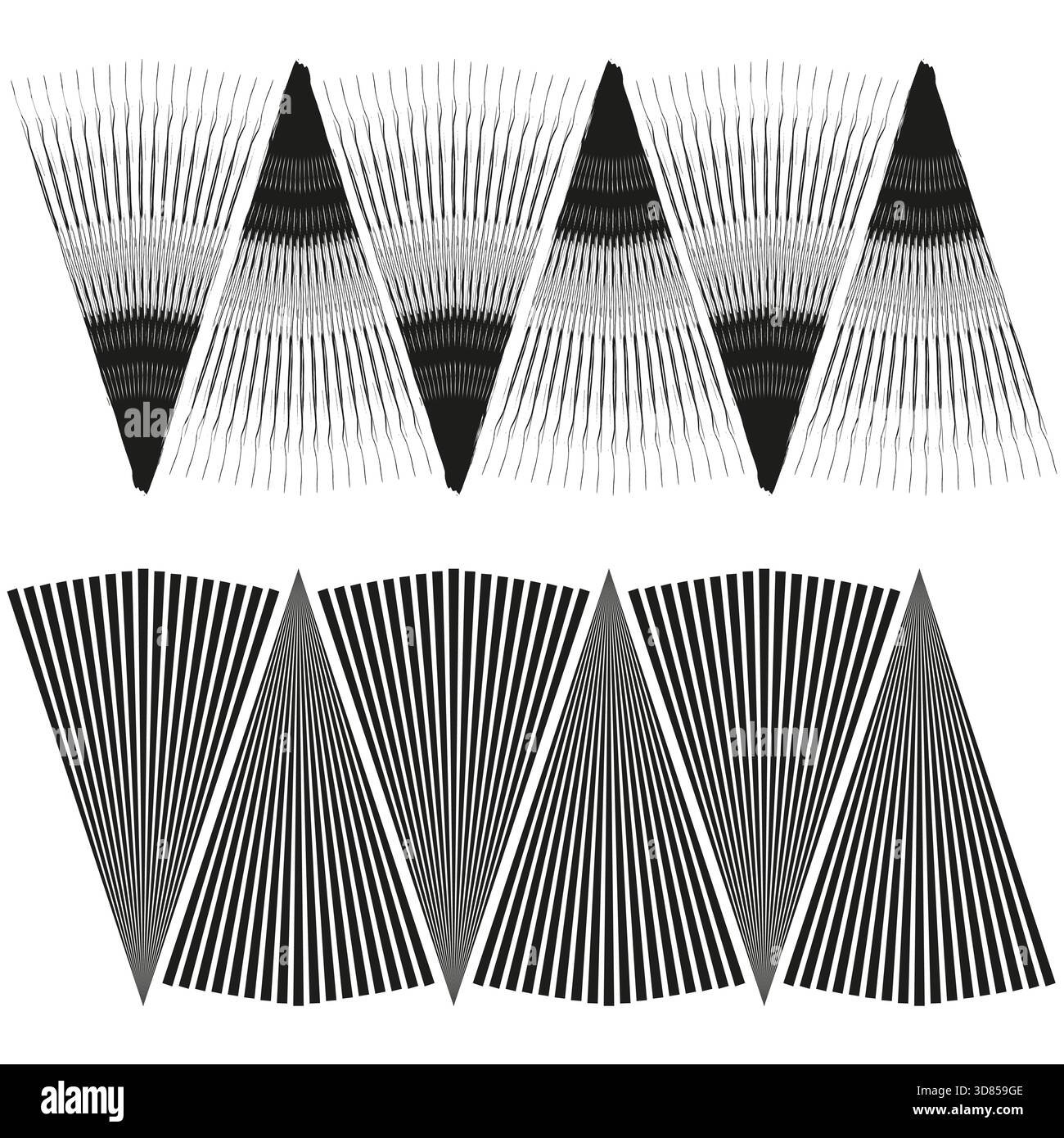 Abstract wave pattern. Line fan elements. Geometric triangle Vector. Monochrome texture graphic. Stock Vector