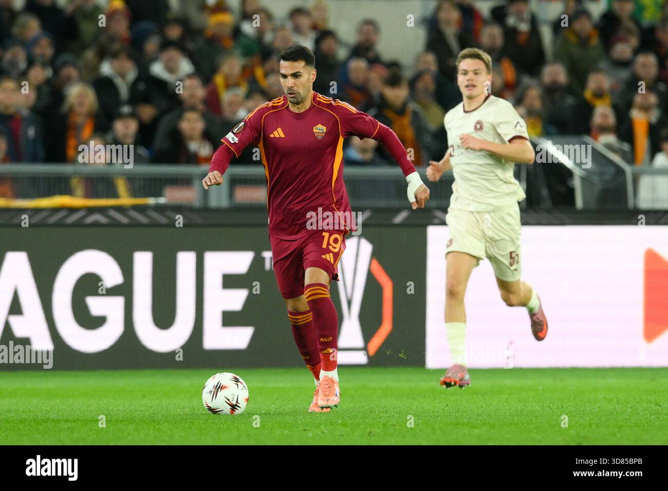 Olimpico Stadium, Rome, Italy - Zeki Celik of AS Roma during Uefa ...