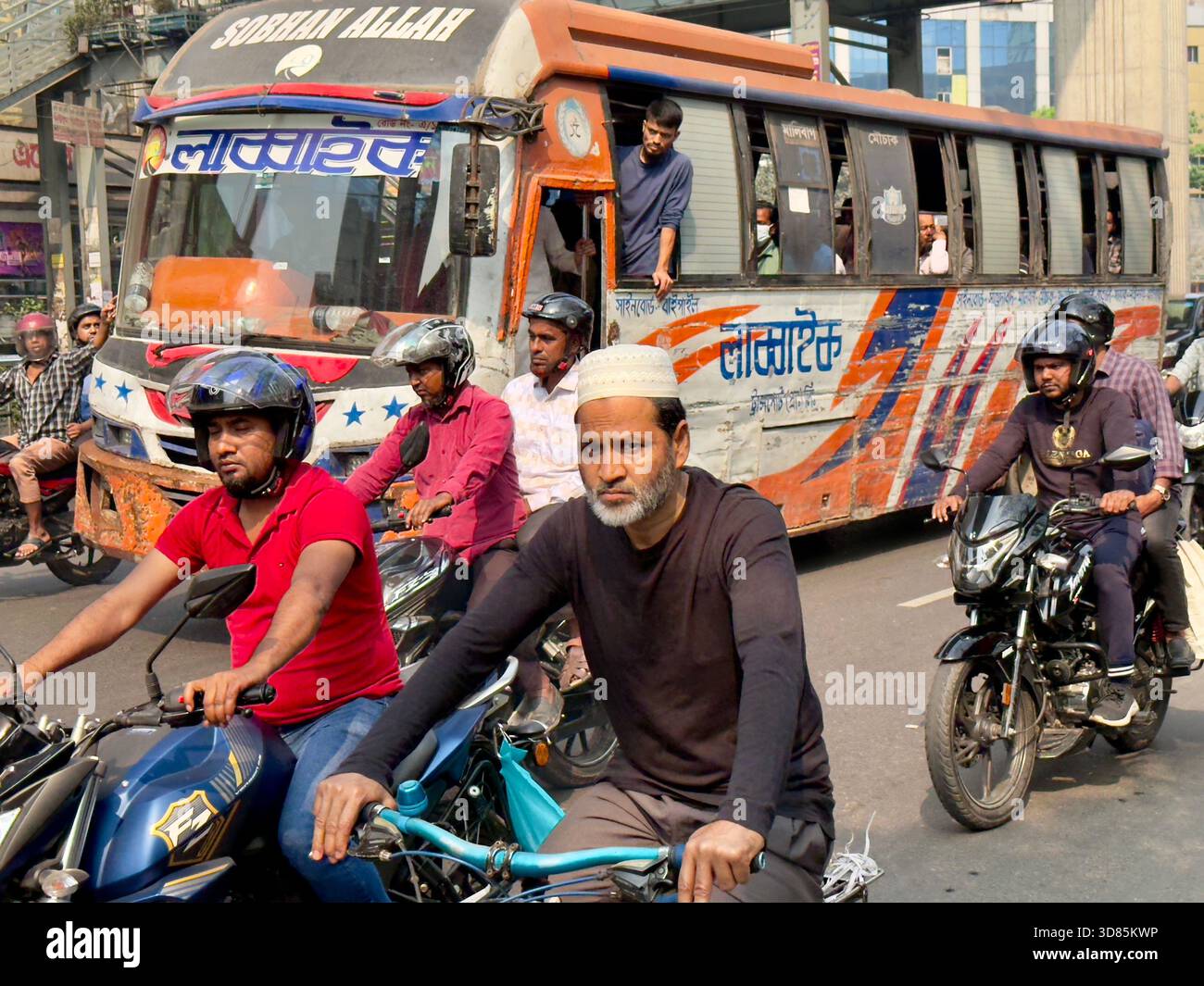 Daily life and transportation , Dhaka, Bangladesh - Smartphone Captured Stock Image