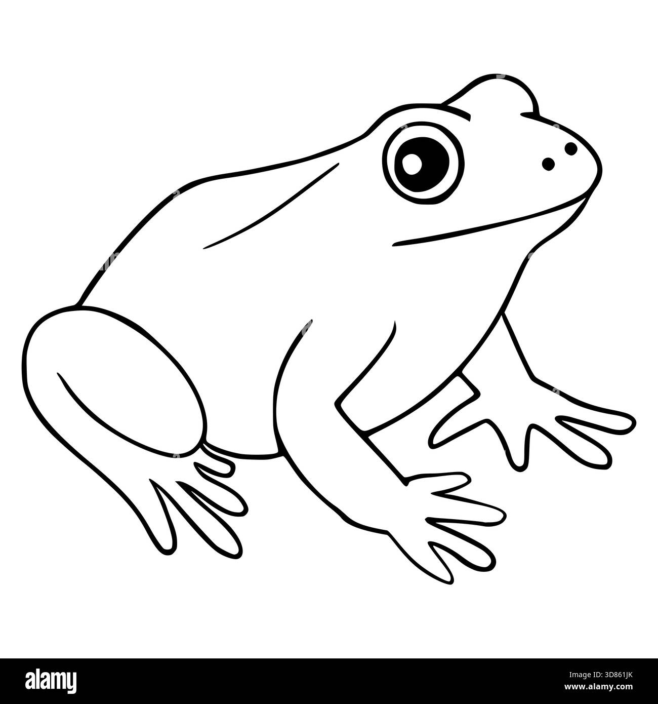 A simple vector illustration of a frog with a bold black outline ...