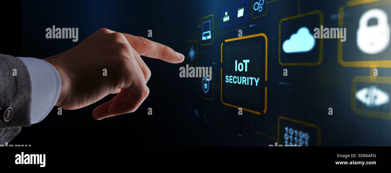 Cybersecurity protection for smart home IoT devices and connected network systems. Stock Photo