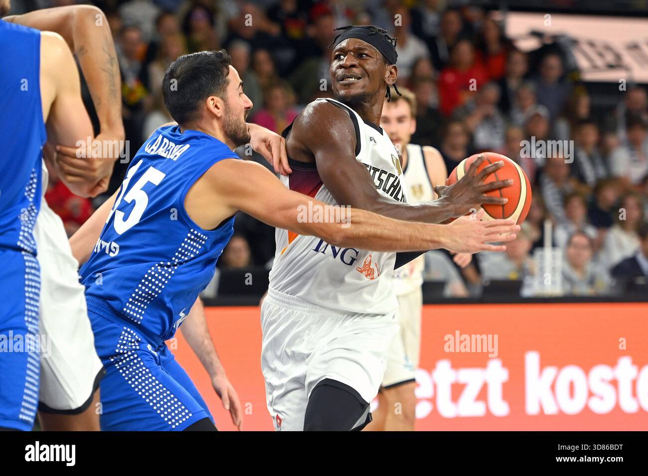 Isaac BONGA (GER), Action, Duel against Lior Carreira (ISR), Basketball ...
