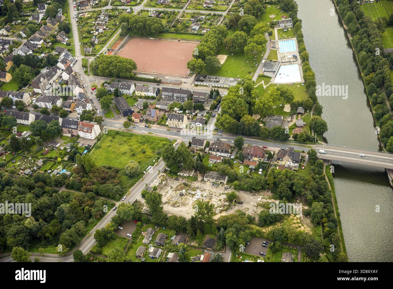Firmenbrache Essen-Dellwig Rauchstrasse, Essen, Ruhr region, North Rhine-Westphalia, Germany, DE, Europe, aerial view, birds-eyes view, aerial photogr Stock Photo