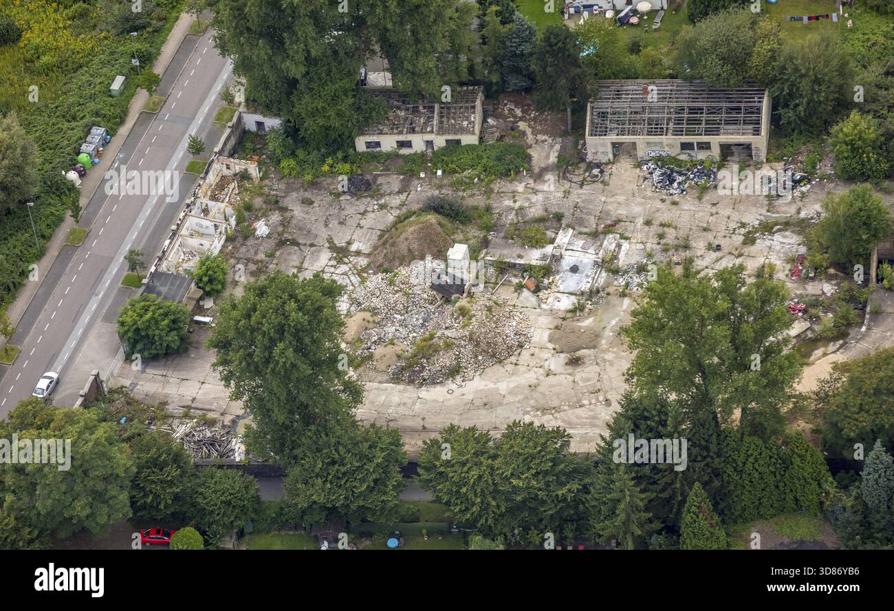 Firmenbrache Essen-Dellwig Rauchstrasse, Essen, Ruhr region, North Rhine-Westphalia, Germany, Bottrop, DE, Europe, aerial view, birds-eyes view, aeria Stock Photo
