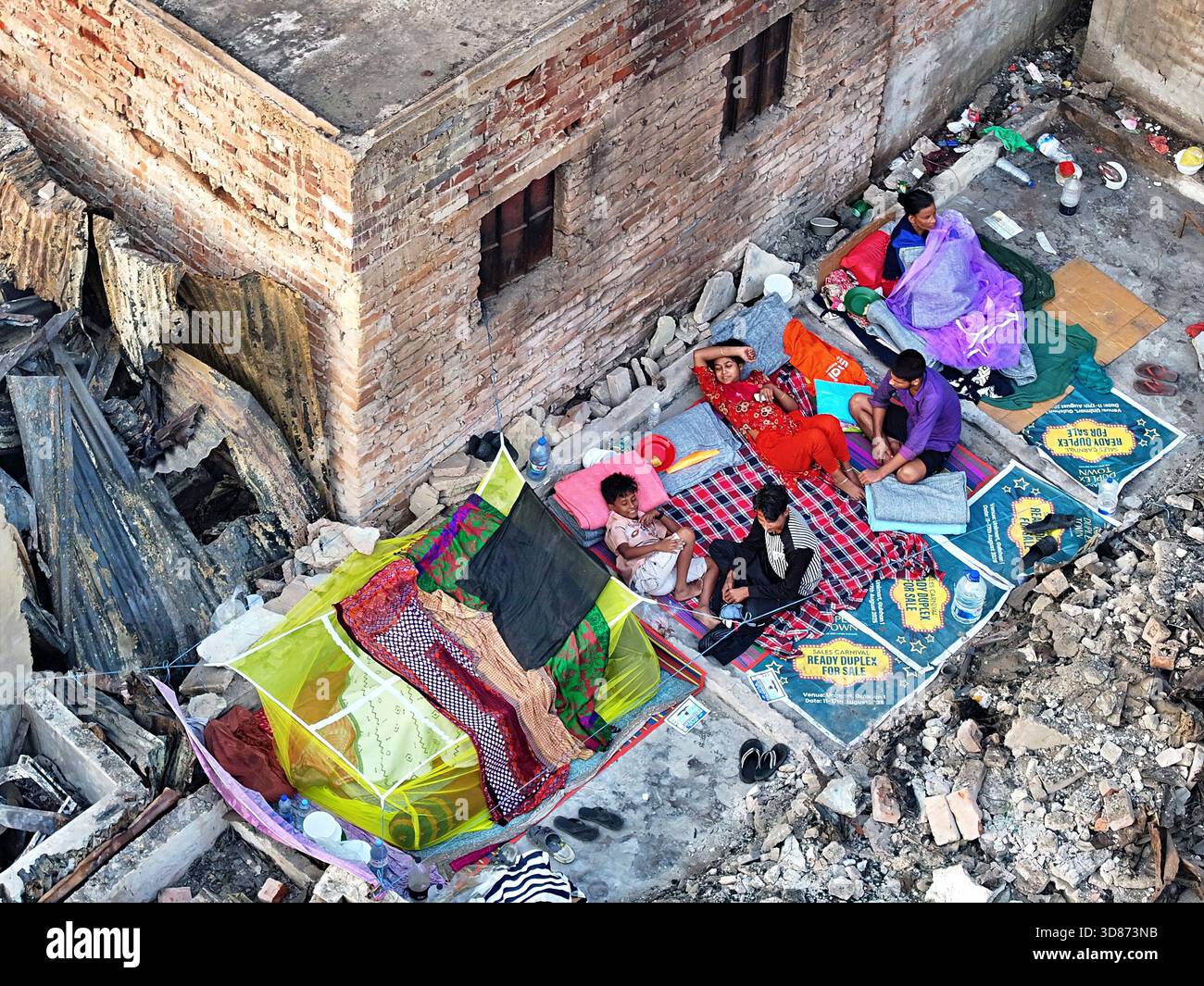 Dhaka, Bangladesh - 28 November 2025: Aerial view of Korail slum ...