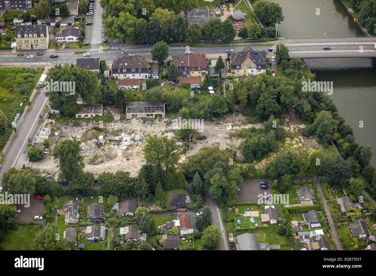 Firmenbrache Essen-Dellwig Rauchstrasse, Essen, Ruhr region, North Rhine-Westphalia, Germany, Bottrop, DE, Europe, aerial view, birds-eyes view, aeria Stock Photo
