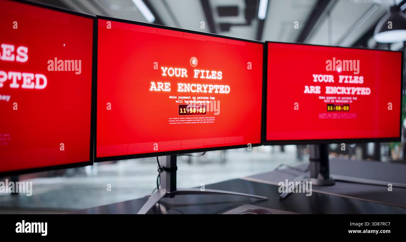 Business Executive Fights Cyberattack Threatening Data Security And Privacy Stock Photo