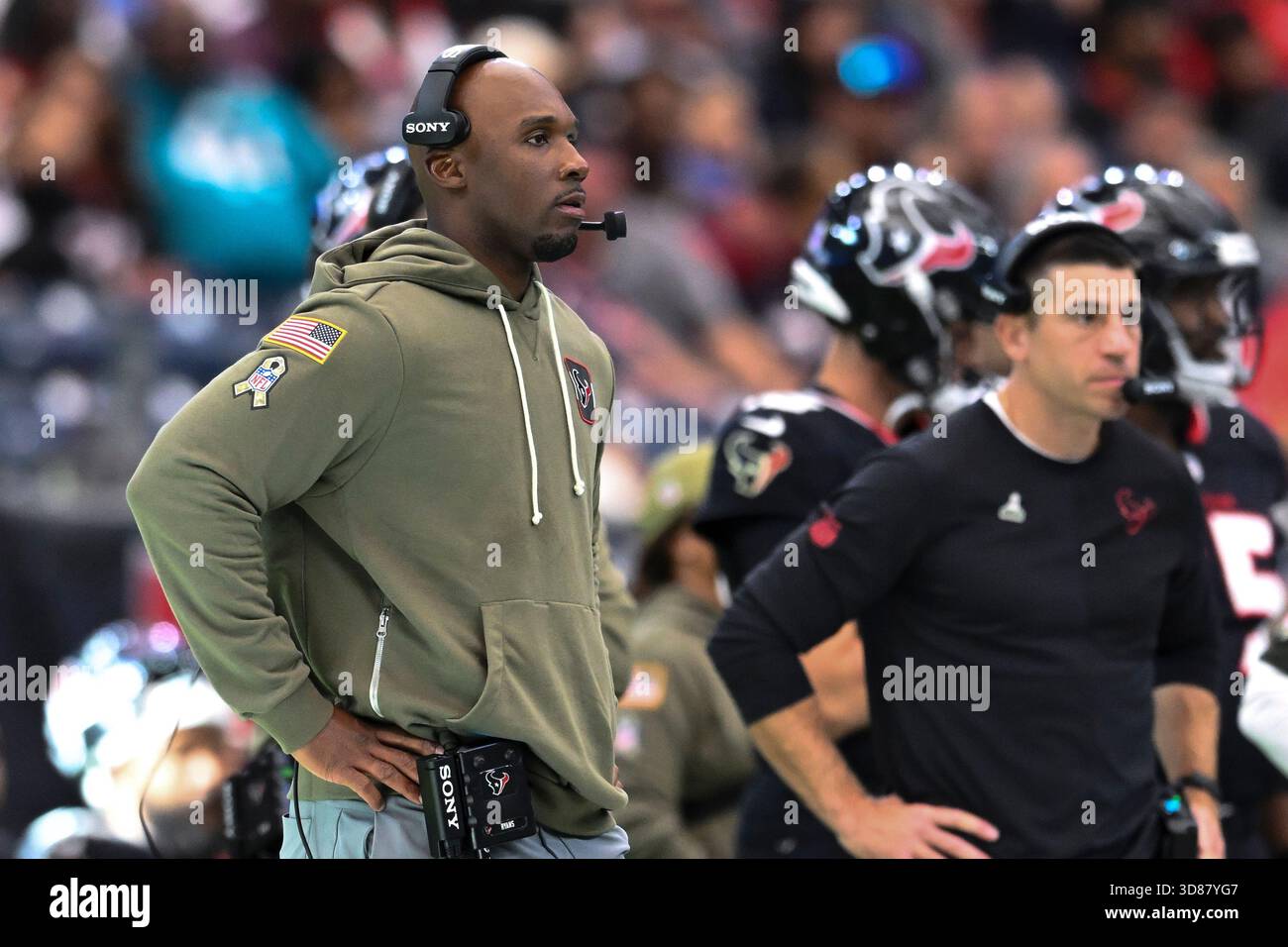Houston Texans head coach DeMeco Ryans looks on field during the second ...