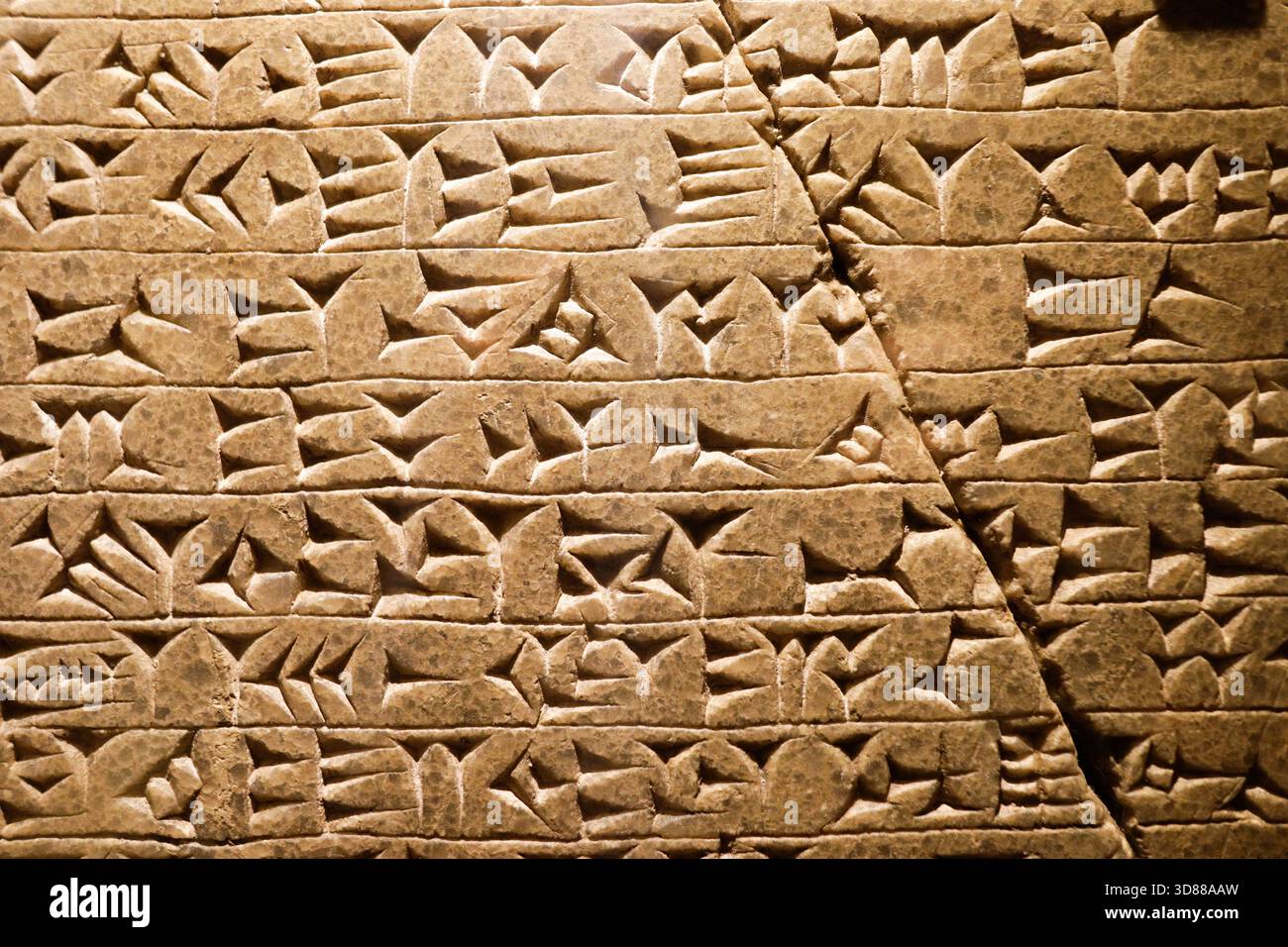 Rome, Italy - January 11, 2024:Inscription with a passage from Ashurnasipal II Annals inside the Vatican Museum. Stock Photo