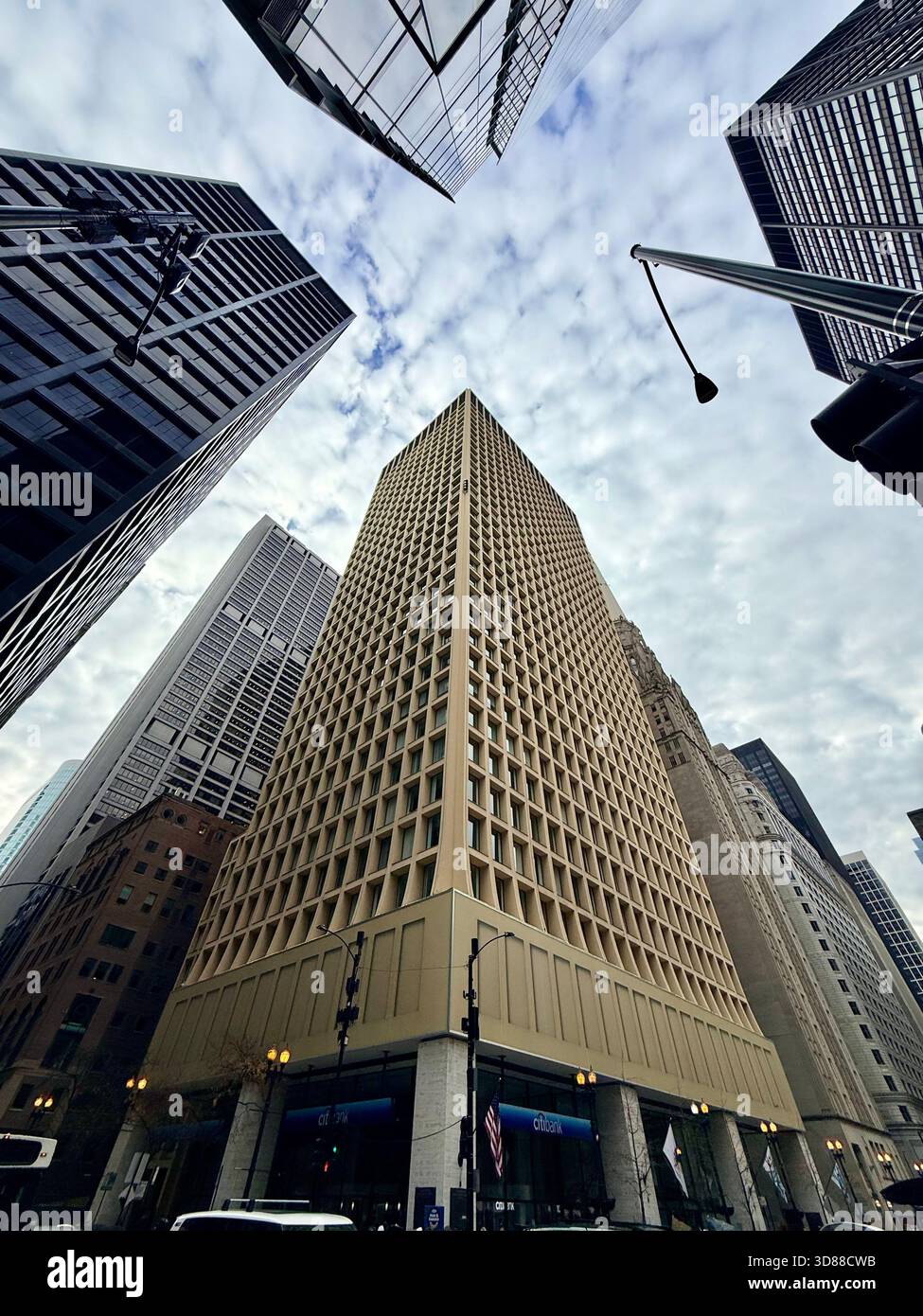Buildings towering over you in Chicago, IL USA - Smartphone Captured Stock Image