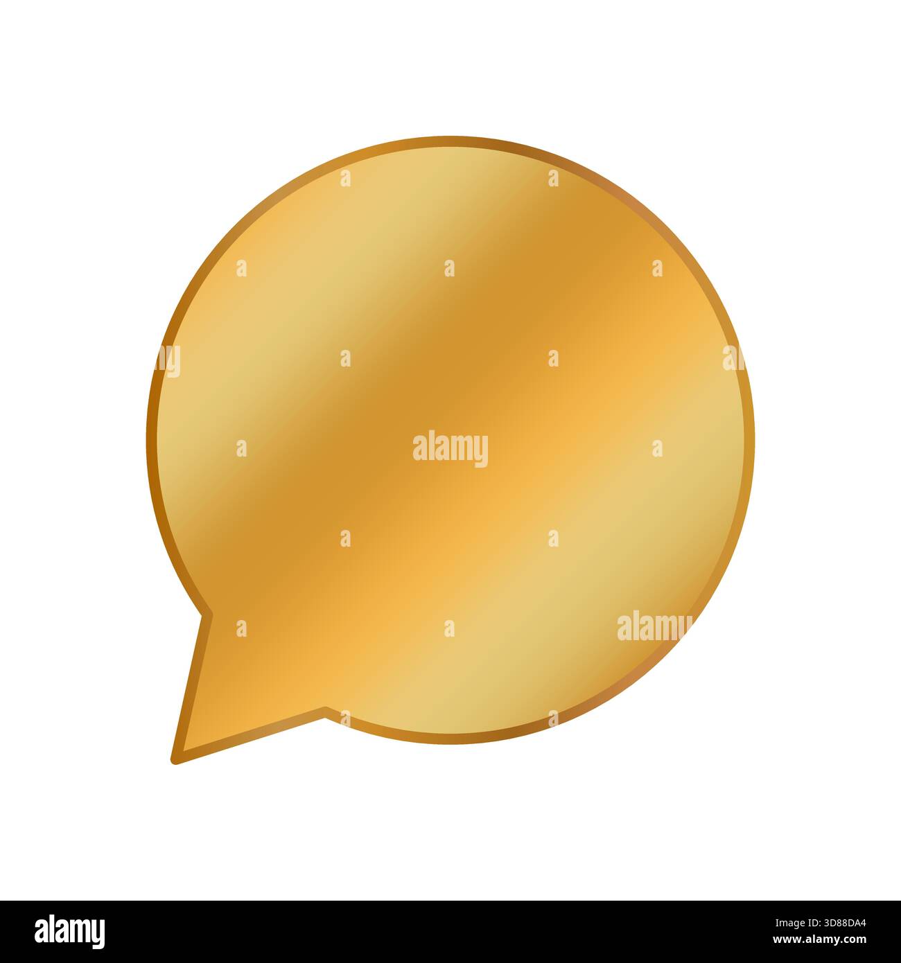 Golden speech bubble. Pointed talk symbol. Blank chat Vector form. Message icon element. Stock Vector