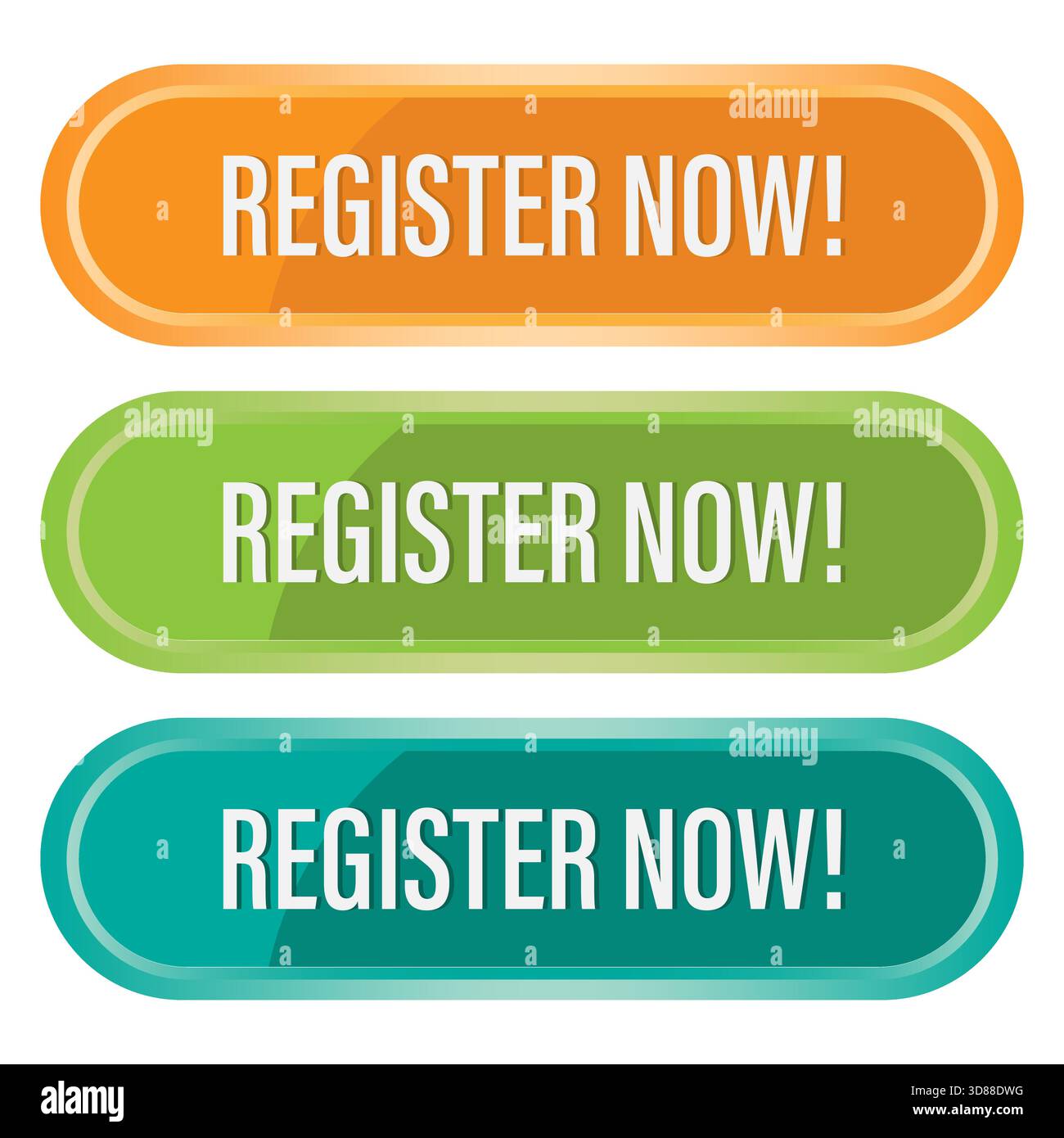 Register button icon. Vibrant action symbol. Register now text. Vector ...