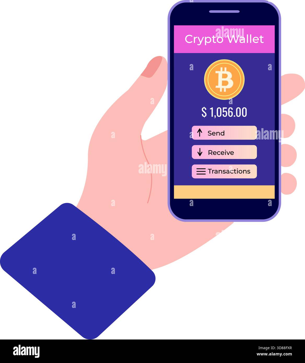 An illustration of a cryptocurrency wallet application that showcases the  current Bitcoin balance available Stock Vector Image & Art - Alamy