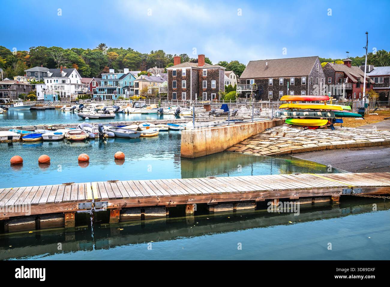 Manchester by the Sea, Massachusetts. Boat ramp and waterfront houses in Manchester by the Sea, MA, United states of America Stock Photo