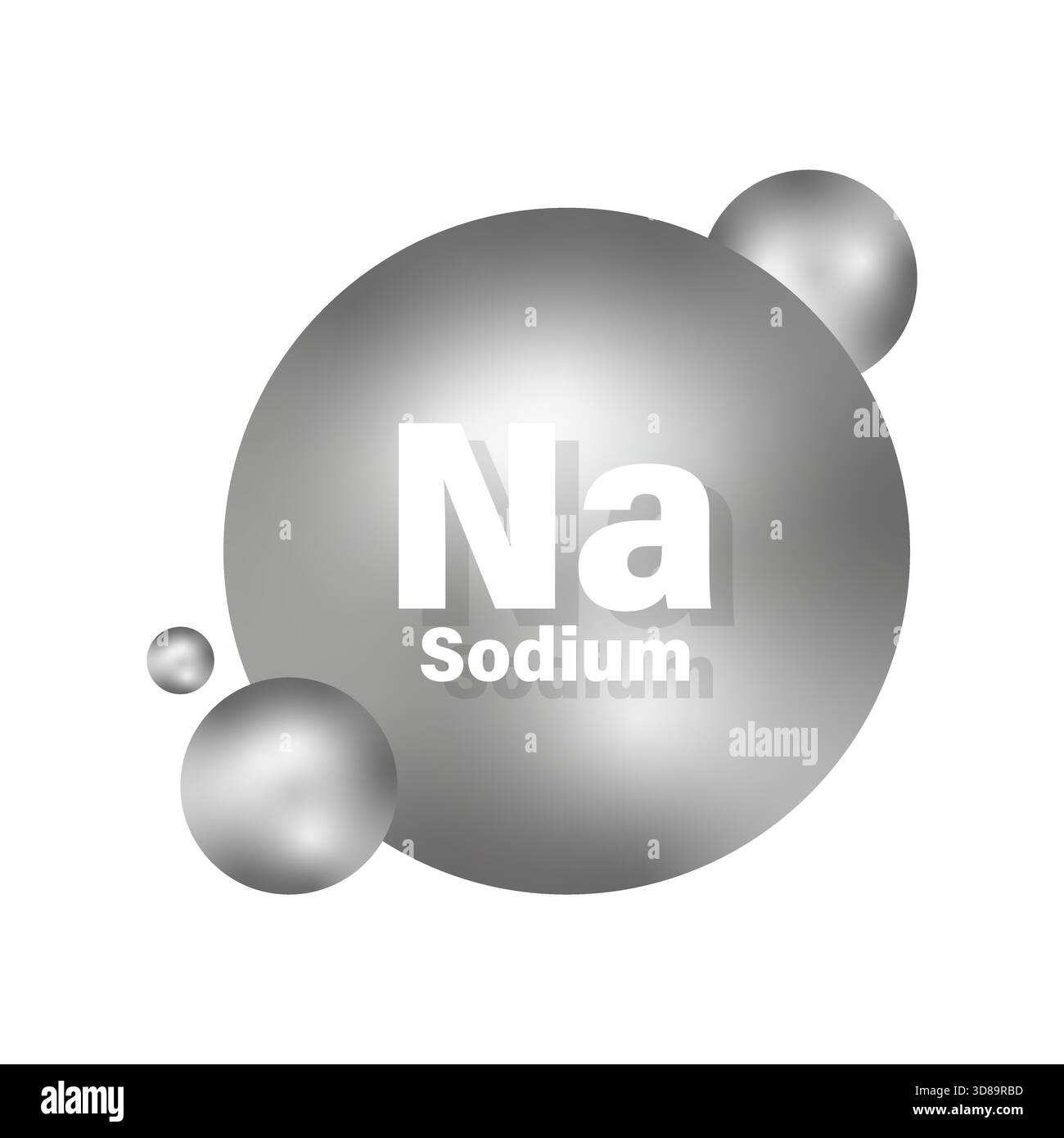 Sodium element icon. Chemical Na symbol. Grey sphere vector. Mineral ...