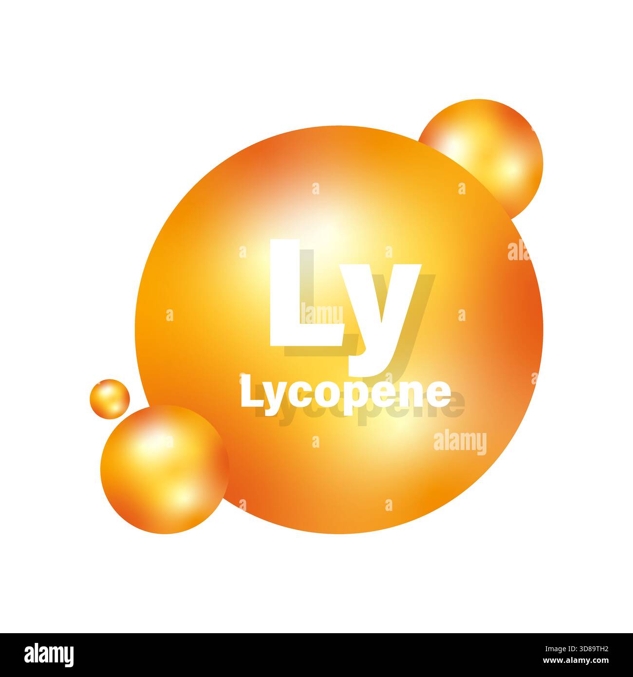 Lycopene molecule icon. Organic supplement ball. Chemical orange ...