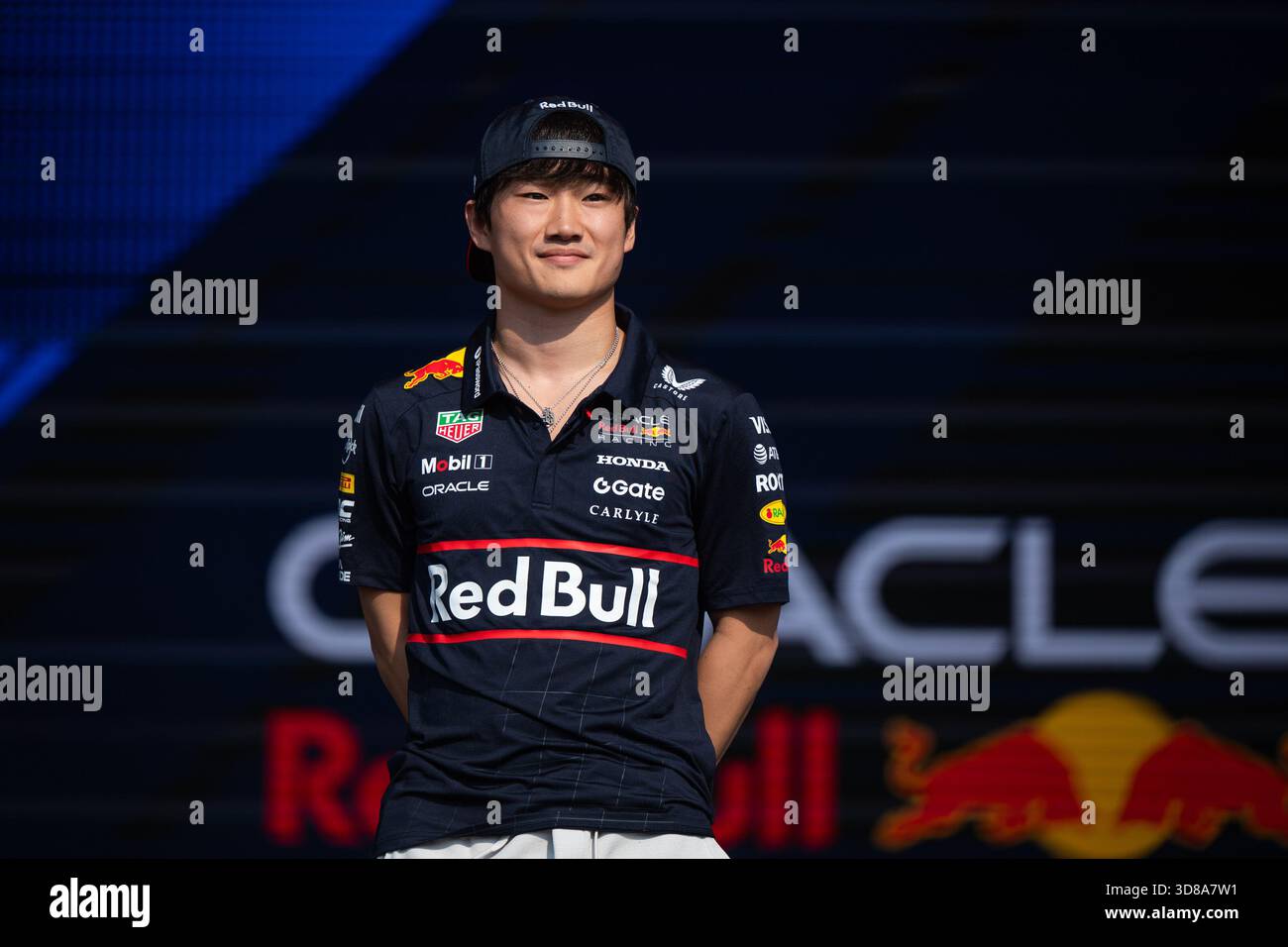 Oracle Red Bull Racing Japan Yuki Tsunoda (Oracle Red Bull Racing, Japan, #22) on the stage at the ...