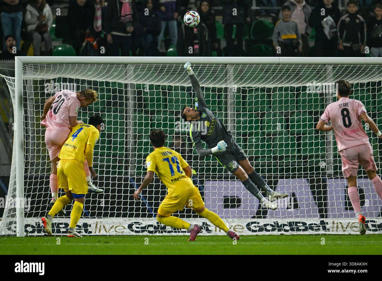 Marco Bleve (Carrarese Calcio 1908) saves the ball during the Italian ...