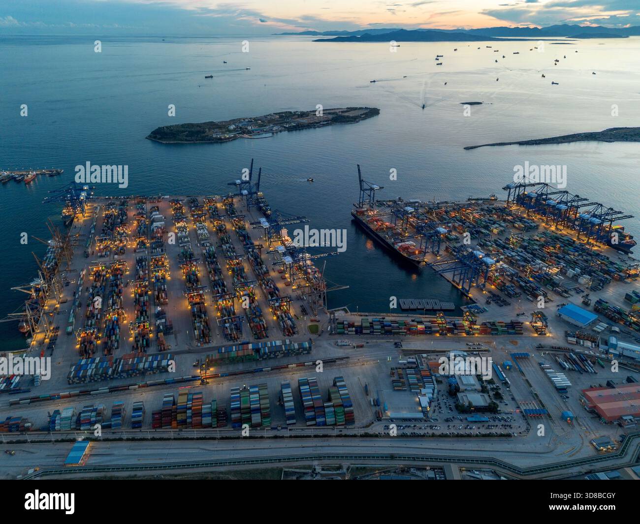 Athens, Greece, 29 November 2025. An aerial view of the Chinese Cosco ...