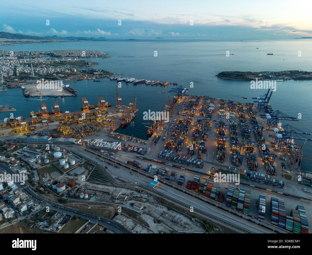 Athens, Greece, 29 November 2025. An aerial view of the Chinese Cosco ...