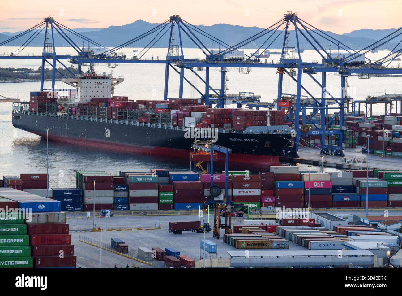 Athens, Greece, 29 November 2025. A view of the Chinese Cosco container ...