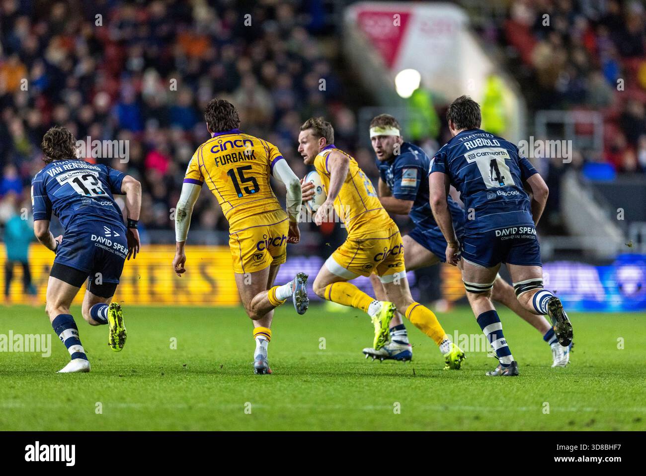 Northampton Saints Rory Hutchinson runs with the ball Gallagher Prem ...