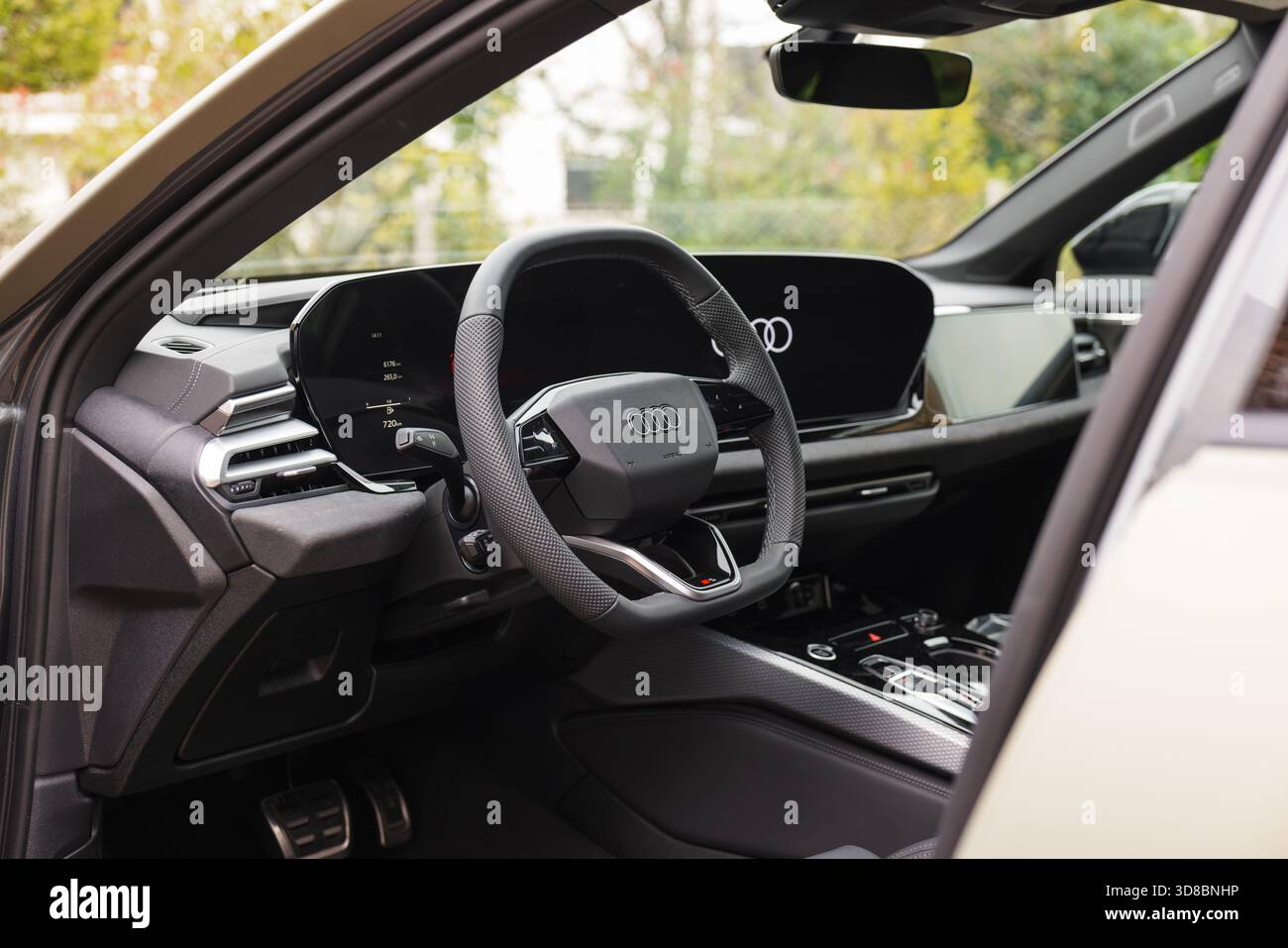 Slovenia, Ljubljana - 6 October 2025: Audi A5 features a sleek interior with advanced tech in interior Stock Photo