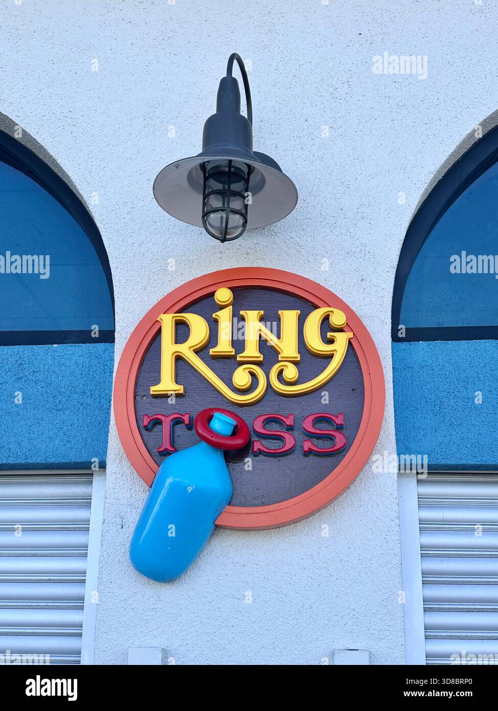 Ring Toss Amusement Game Sign - Smartphone Captured Stock Image