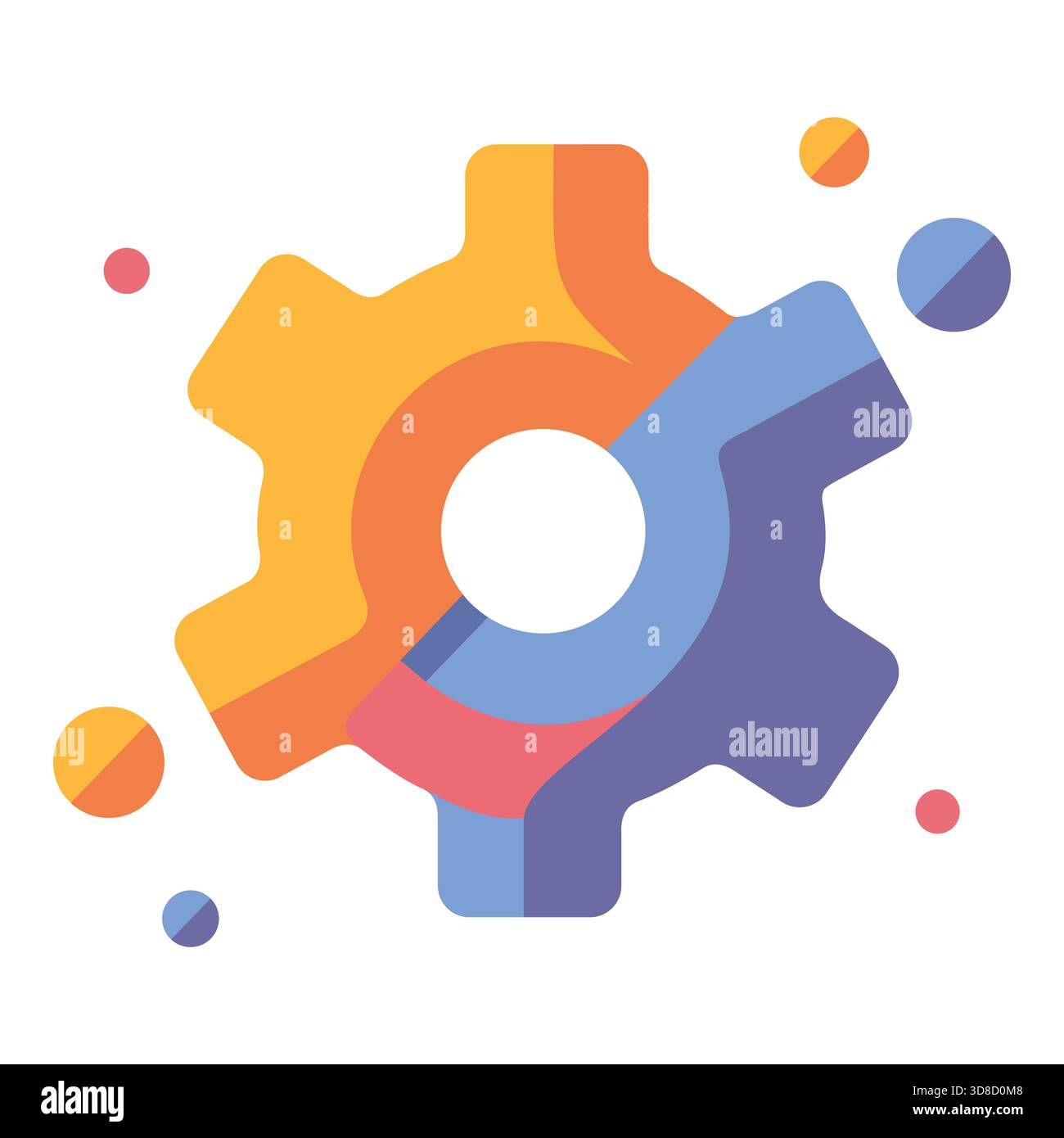 Colorful Abstract Gear Icon Vector Illustration for Settings and Innovation Stock Vector