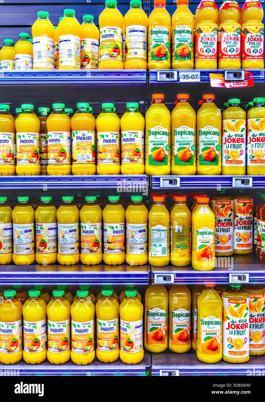 Juice and soft drinks display hi-res stock photography and images