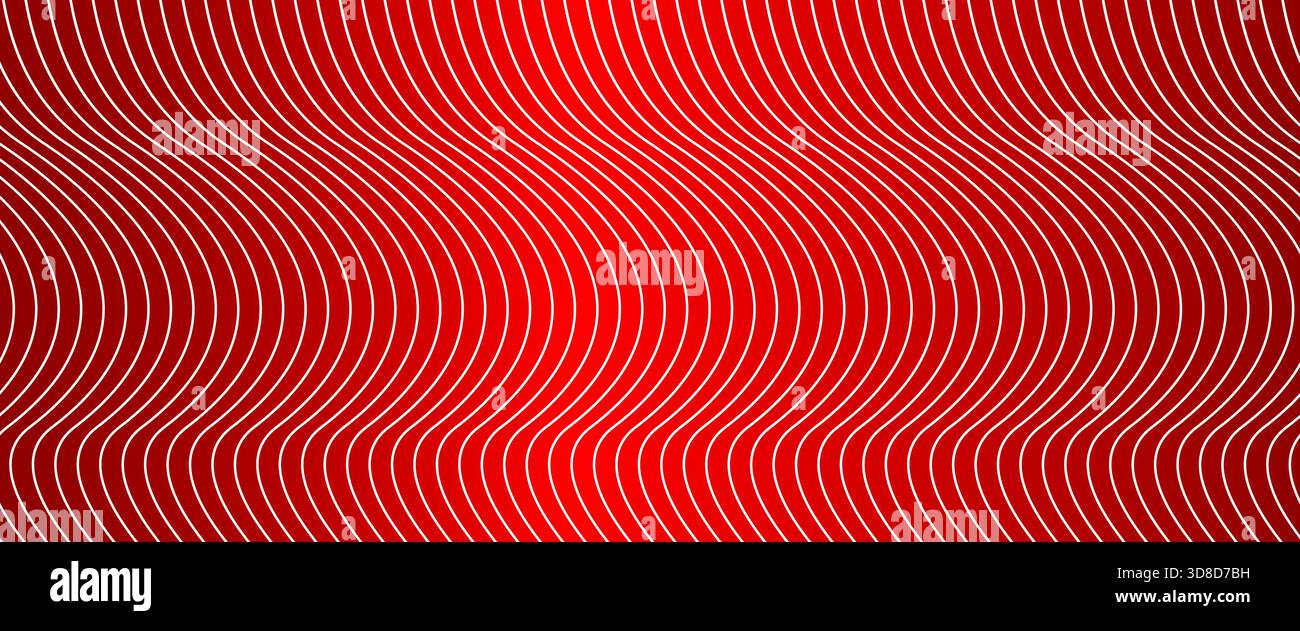 white wavy lines pattern on red gradient background creative vector illustration design for abstract modern banner Stock Vector