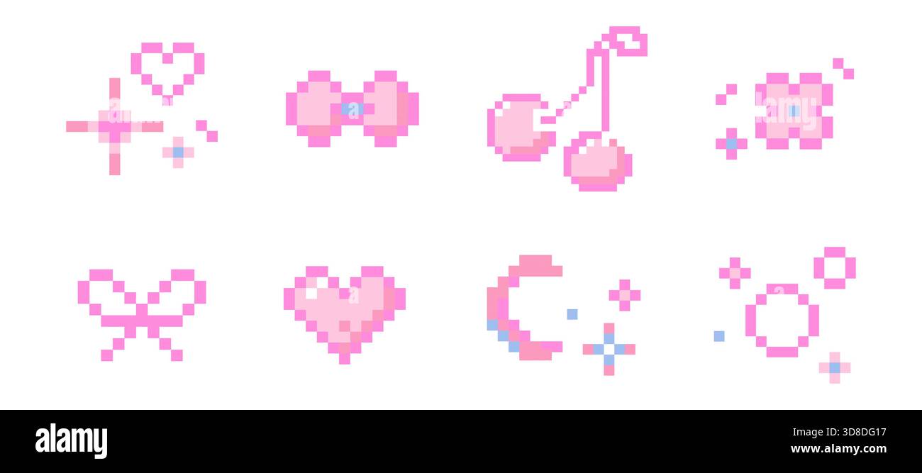 Cute pixel heart with stars y2k retro 8 bit style. Shiny game