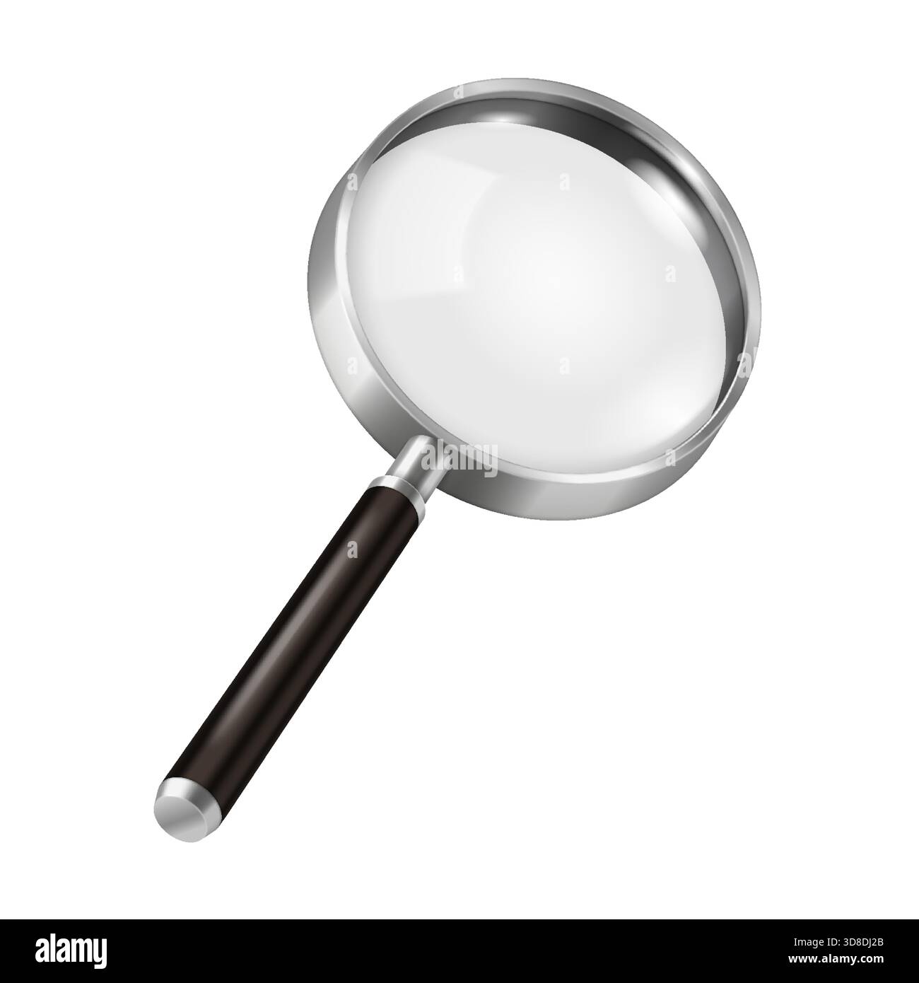 Magnifying Class Frame Realistic rendering of a magnifying glass with a metallic frame and ...