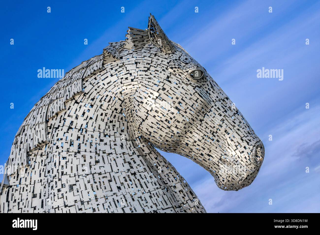 The image is of the mythical water horse structure known as the Kelpies ...