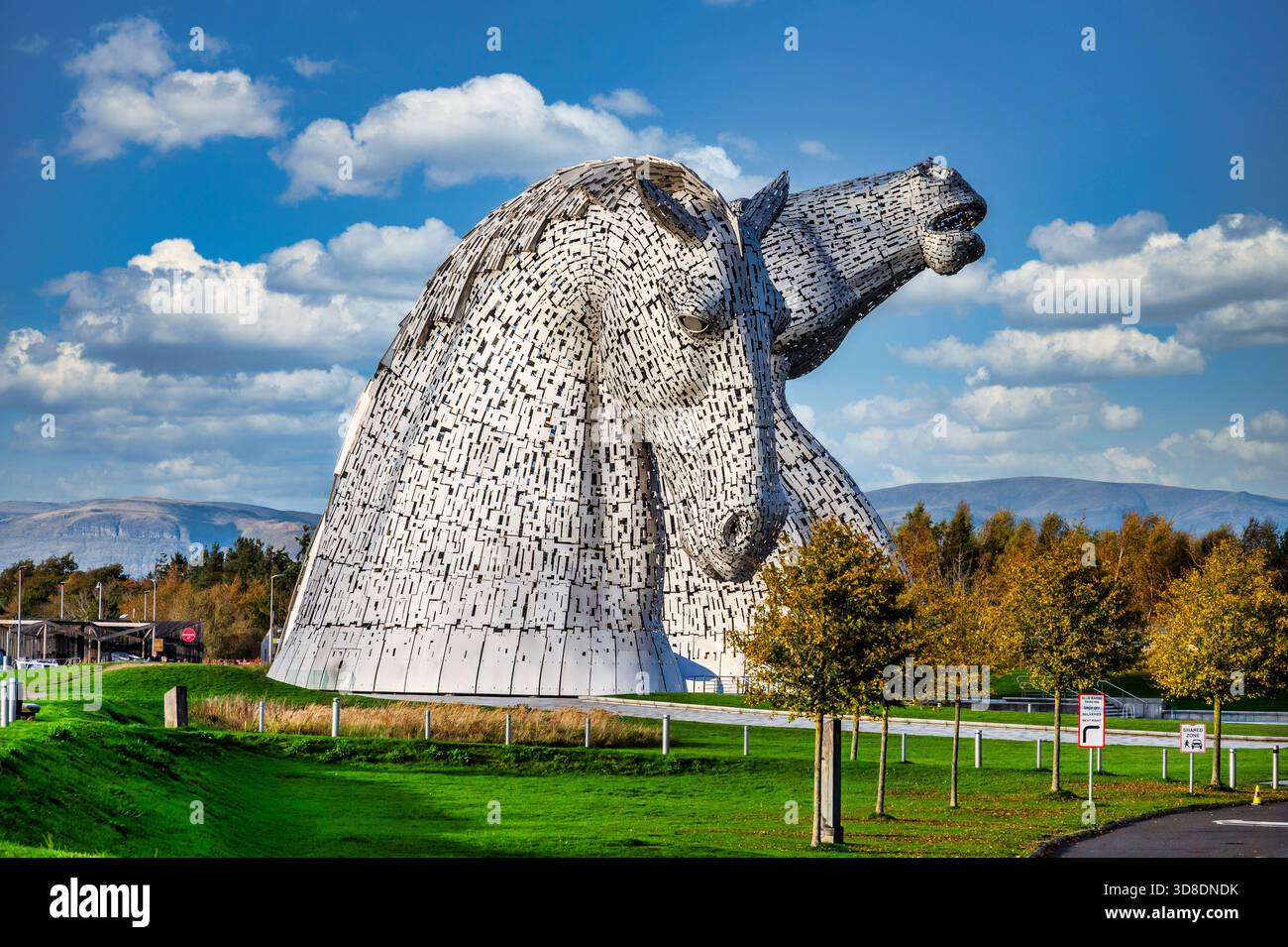 The image is of the mythical water horse structure known as the Kelpies ...