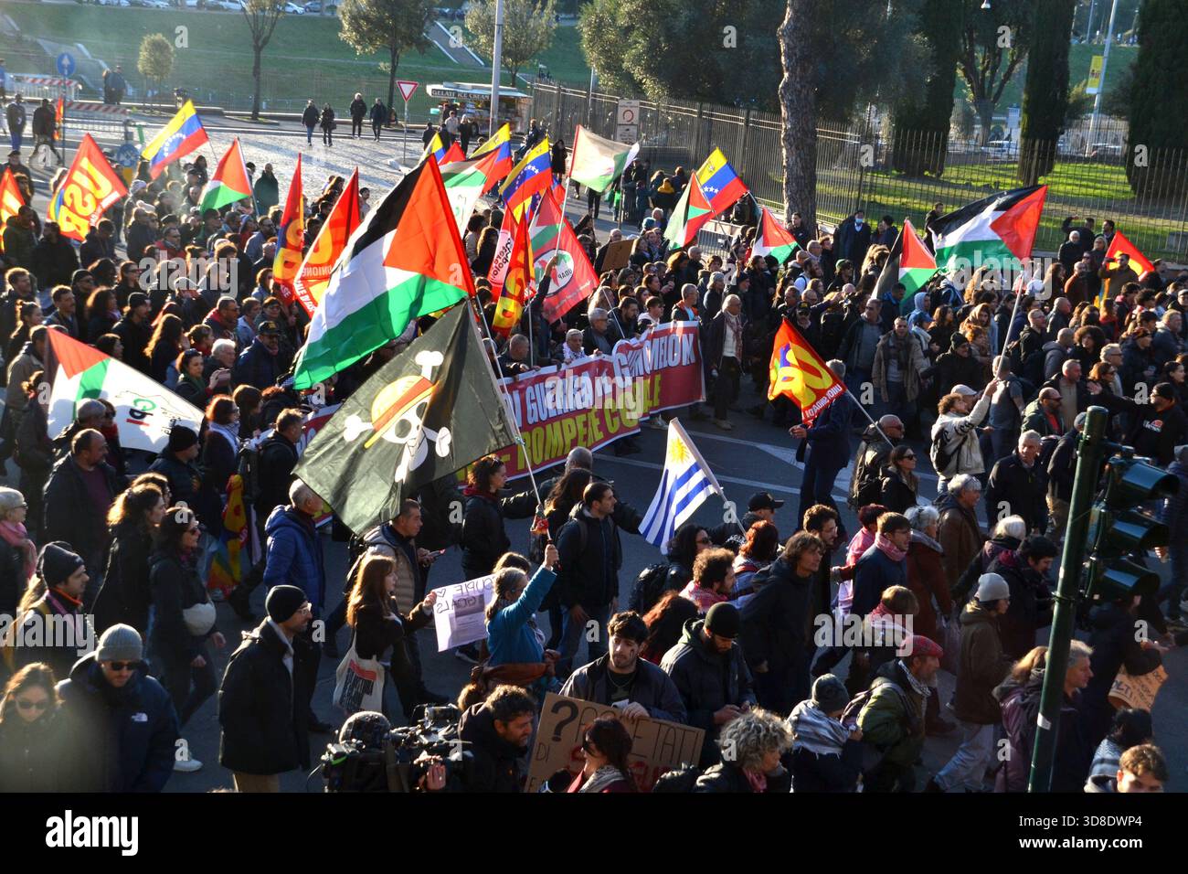 A large demonstration marched through the city of Rome, chanting ...
