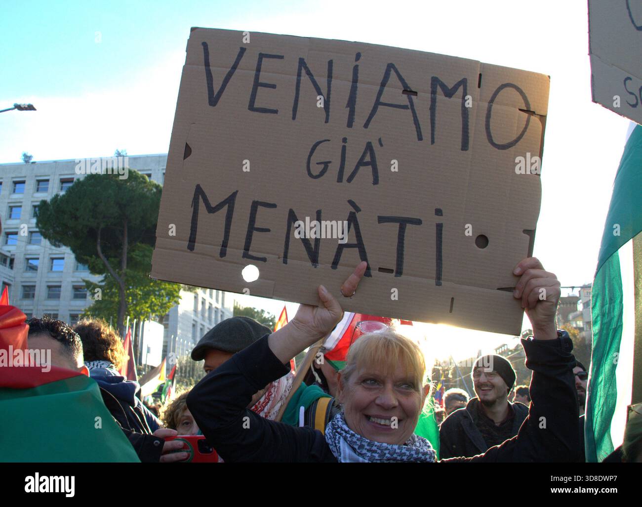 A large demonstration marched through the city of Rome, chanting ...