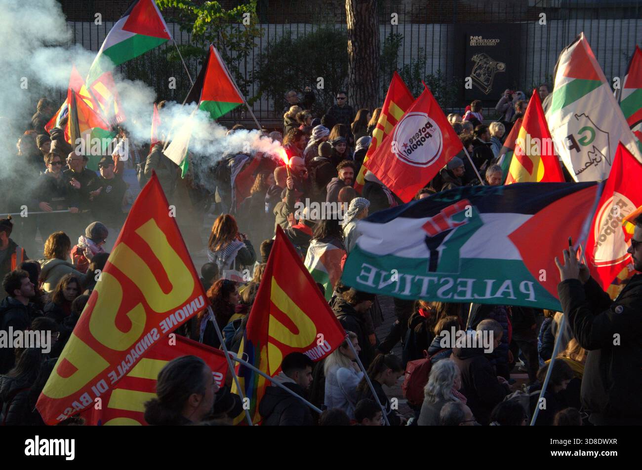 A large demonstration marched through the city of Rome, chanting ...