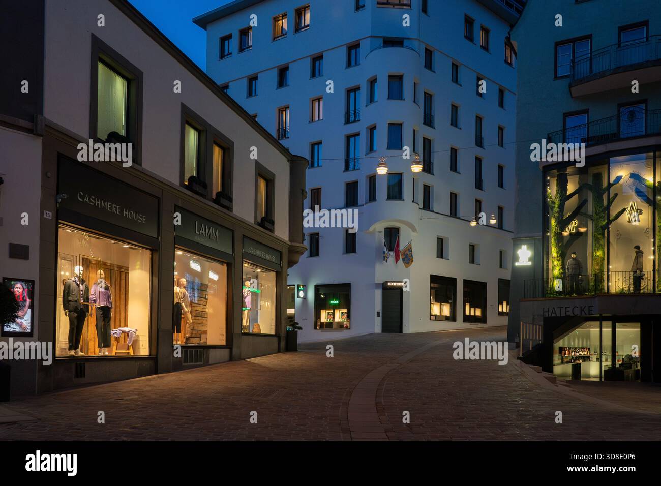 Shopping street st moritz switzerland hi-res stock photography and