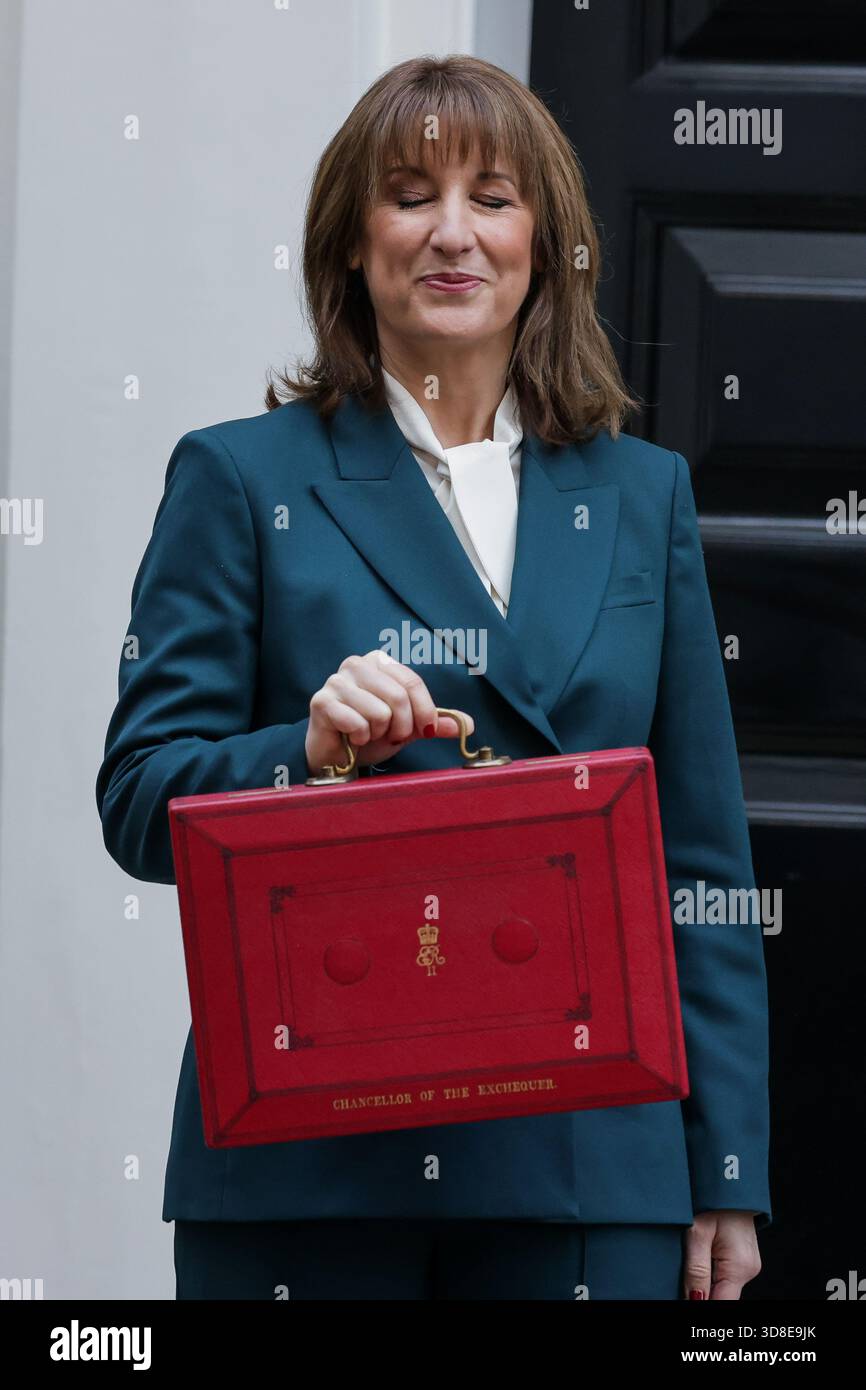 Rachel Reeves Despatch Box Chancellor of the Exchequer Rachel Reeves holds the red despatch box ...