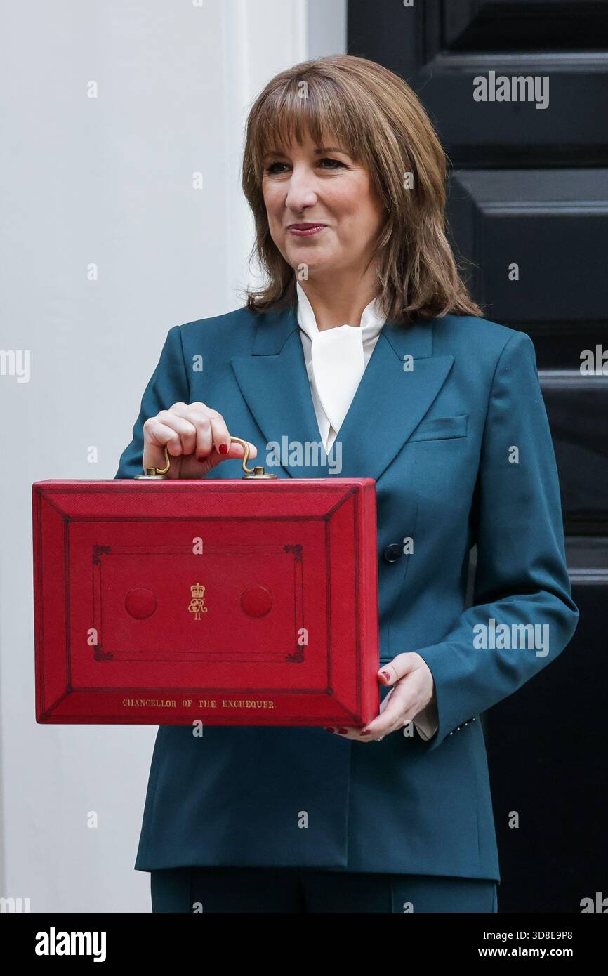 Rachel Reeves Despatch Box Chancellor of the Exchequer Rachel Reeves holds the red despatch box ...