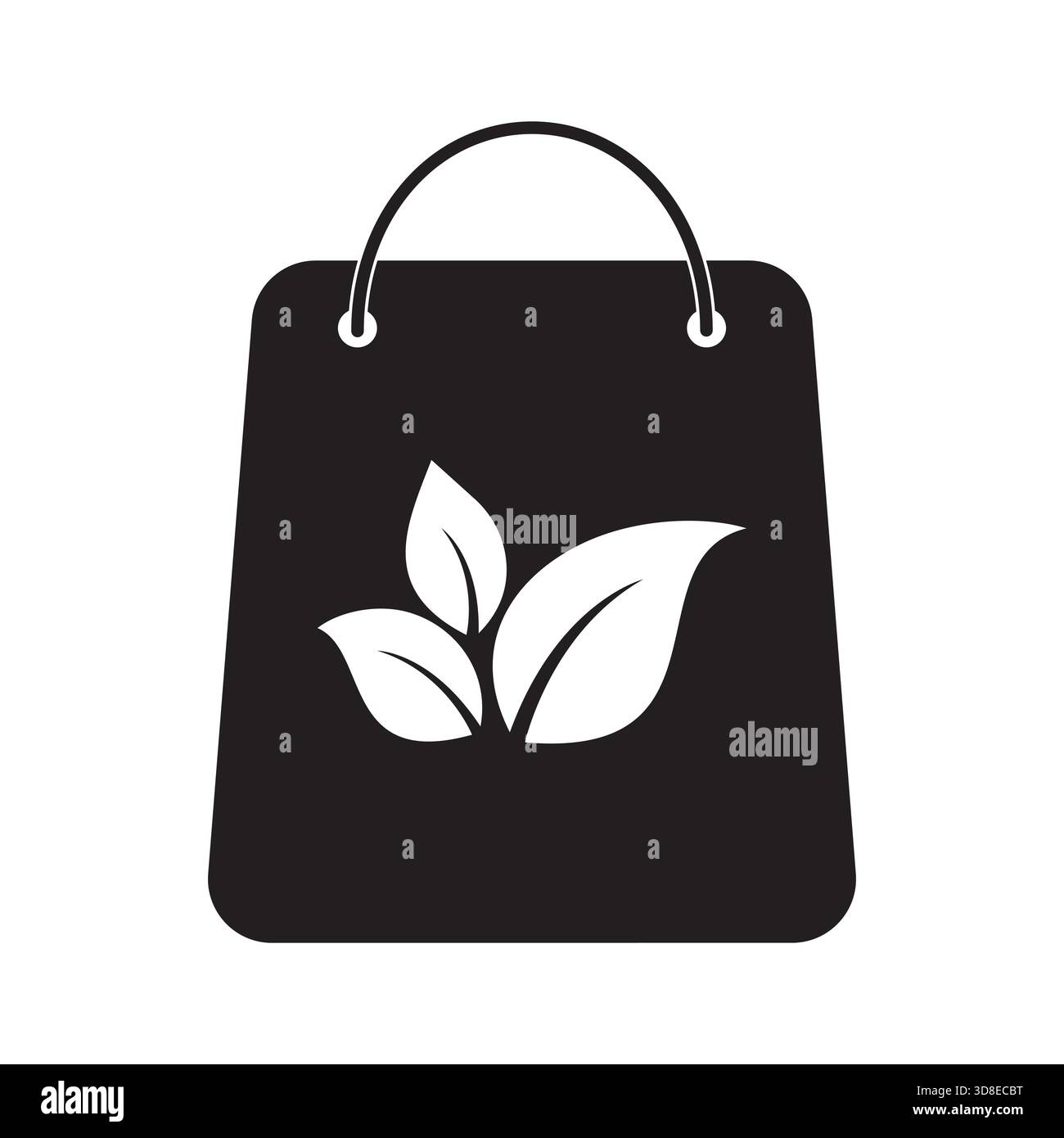 Eco-friendly shopping bag with leaves, vector icon Stock Vector