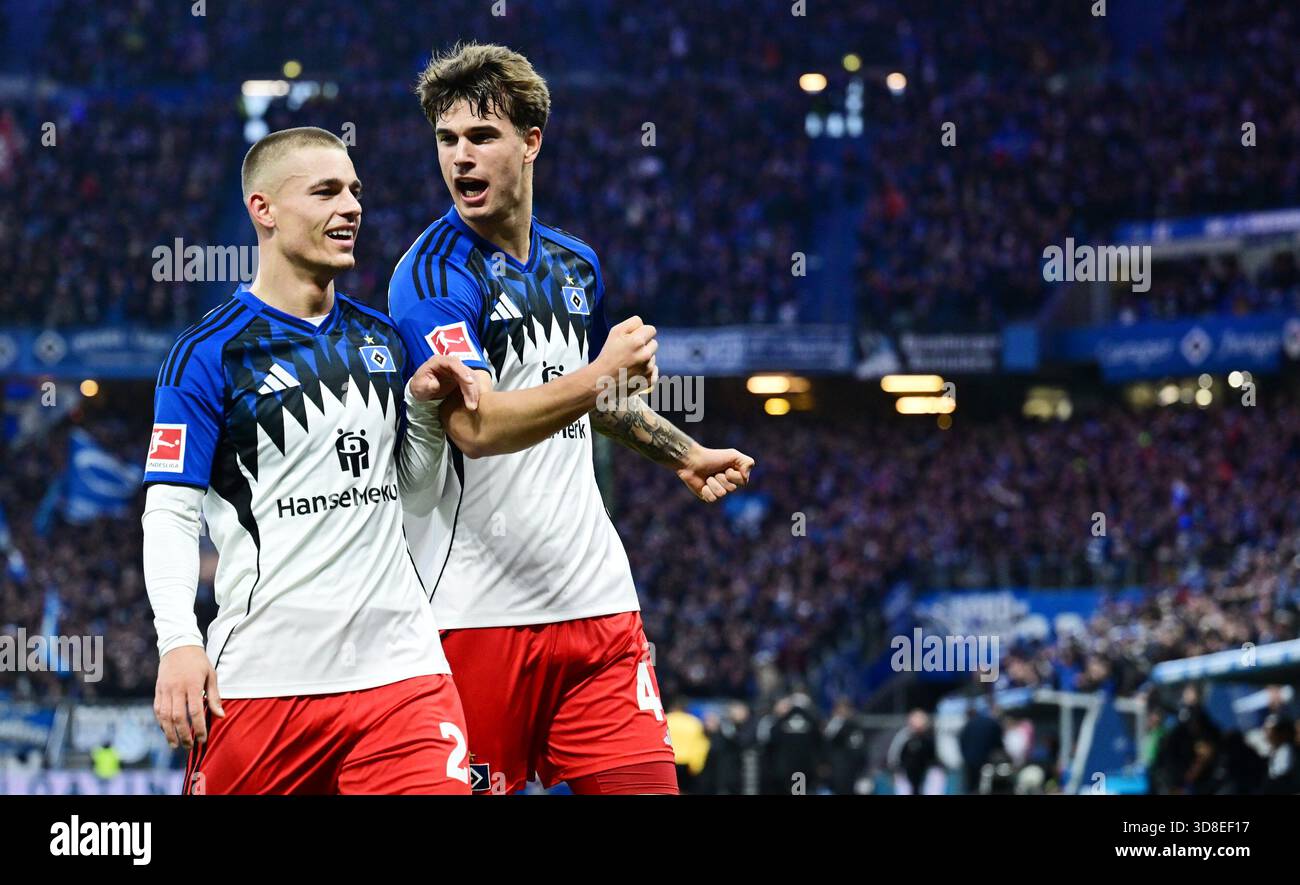 Goal celebration from left miro muheim luka vuskovic hsv hamburg hamburg november football bundesliga hsv hamburg stuttgart Goal celebration from left miro muheim luka vuskovic hsv hamburg hamburg november football bundesliga hsv hamburg stuttgart
